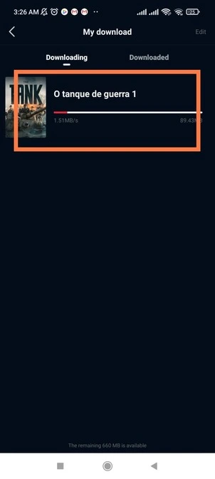download de filmes em andamento