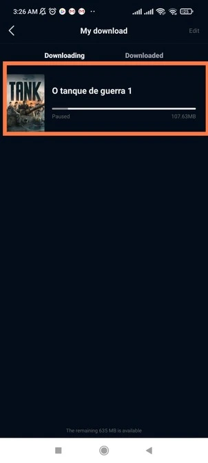 download de filmes pausado