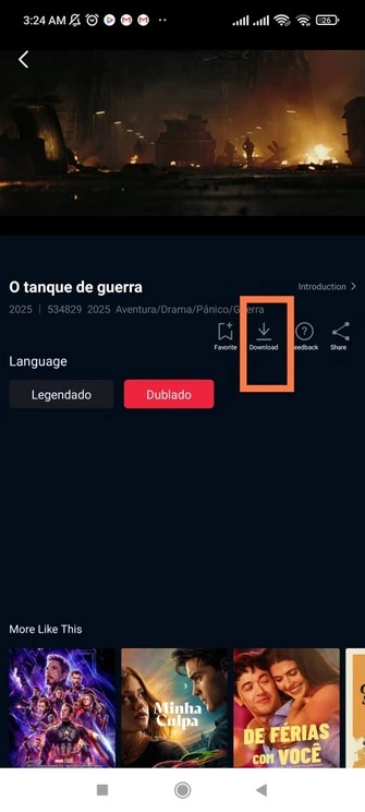 ícone de download de vídeo