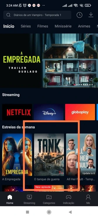 selecionar filme ou série da lista